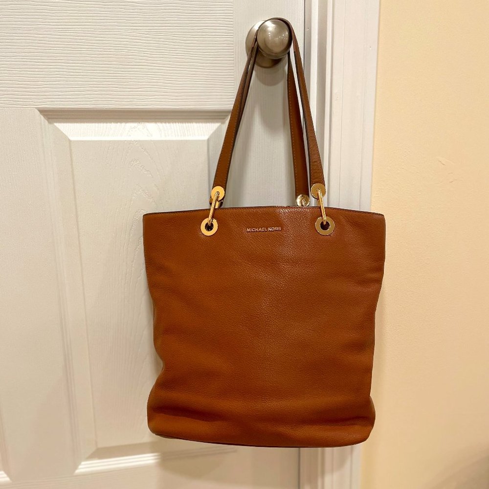 Michael Kors Leather Zip-top Tote with Cross-body Strap and Dust Bag